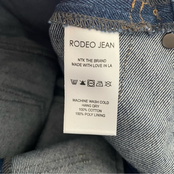 tt studios NTK Rodeo Blue Cotton Heavy Denim High Waisted Straight Leg Jeans 24 - Picture 9 of 10